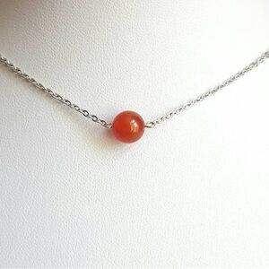 Natural Carnelian Necklace Silver Chain